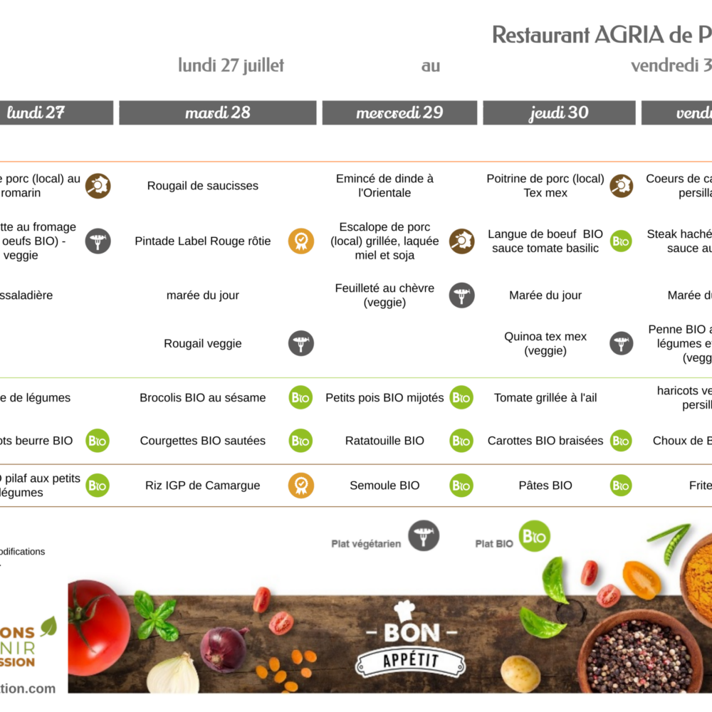 menus du 27 au 31 juillet 2026